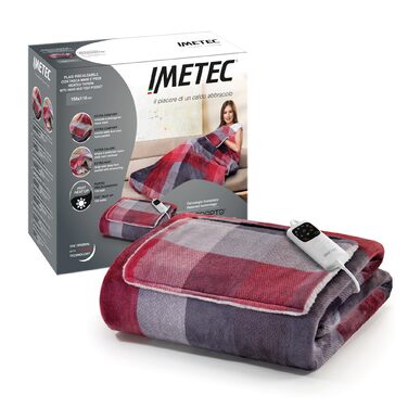 Електрична ковдра Imetec Adapto Velvet Tartan з кишенями для рук та ніг, 150x110 см, 6 температур, безпечна, швидко нагрівається, миється
