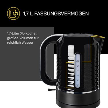 Електричний чайник WATER 3300 C, 1,7 л, 2200 Вт, антинакип, захист від перегріву, чорний