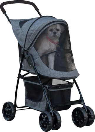 Дитяча коляска для тварин Pet Gear Happy Trails Lite, Dark Platinum: для котів/собак, з безпечним ременем та кошиком для зберігання