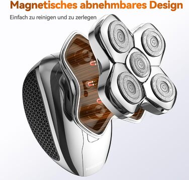 Електричний голєний апарат MAXGROOM для чоловіків, вологостійкий, для сухого та вологого гоління, 5D-головка, USB-C зарядка, LED-індикатор заряду, чорний