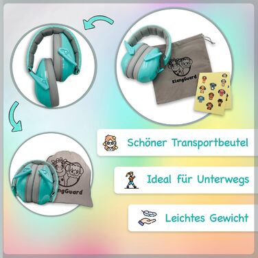 Навушники для дітей - захист від шуму, рожевий (м'ятно-зелений)