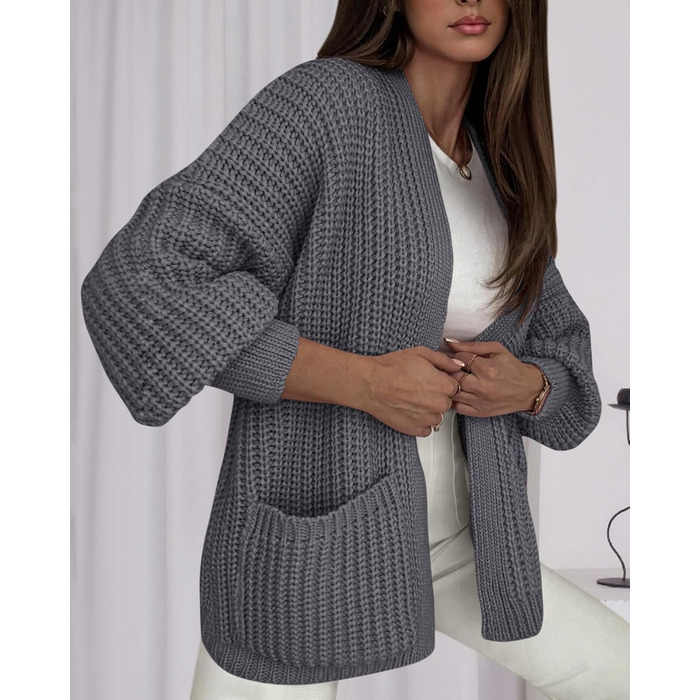 Кардиган жіночий BTFB Oversized в'язаний, відкритий, колір темно-сірий, розмір XXL - осінь/зима 2025
