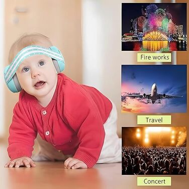 Навушники для захисту від шуму для малюків 0-36 місяців, блакитні. Регульоване антиковзне наголов'я, ідеально підходять для сну, подорожей та повсякденного використання.