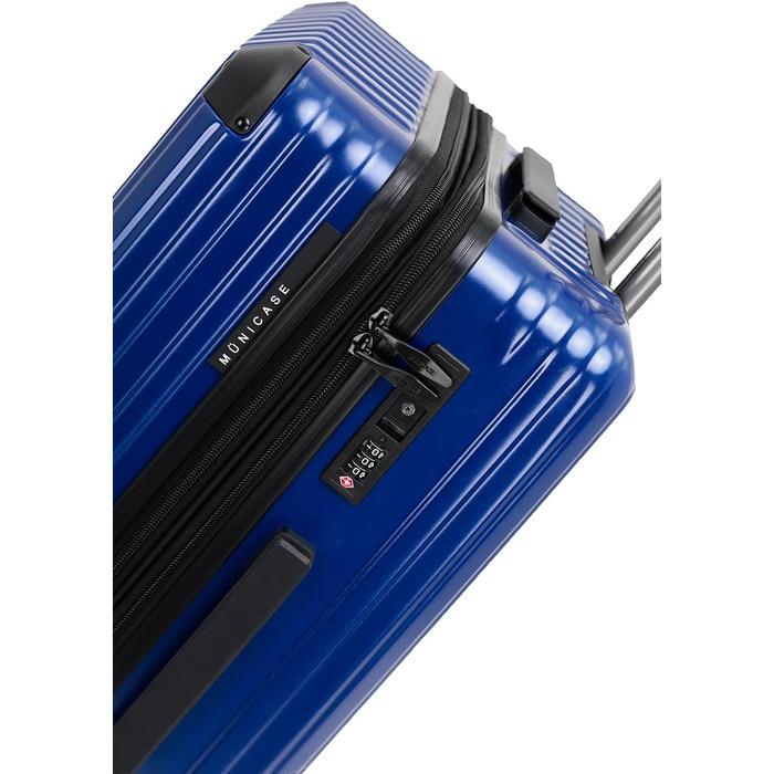 Чемодан з TSA-замком, телескопічною ручкою та 4 колесами, жорсткий корпус (Diamondblau, компактний)