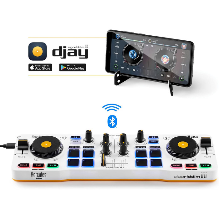 DJ контролер Hercules DJControl Mix - бездротовий Bluetooth контролер для смартфонів, djay App, 2 деки