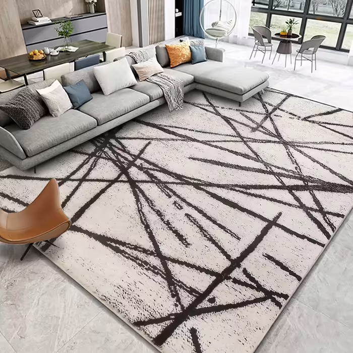 Leesentec Rugs Living Room Modern Artistic Rug Unique Rugs Chic Vintage Distressed Oriental Rugs Floor Mat (200 x 250 cm, Beige) Beige 200 x 250 cm
