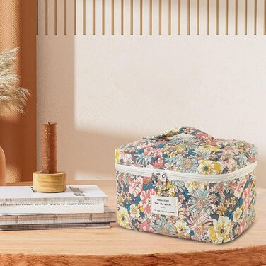 Набір косметичок для подорожей для жінок, 3 шт. з бавовни, органайзер для макіяжу, косметичка з квітковим принтом (Nanzhi Blume)