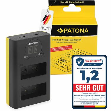 Зарядний пристрій Patona Dual LCD USB-C для акумуляторів Fujifilm NP-W126s/NP-W126 (X-T5, X-T50, X100VI, X-S10, X-T30, X-Pro3) з дисплеєм заряду + USB-кабель
