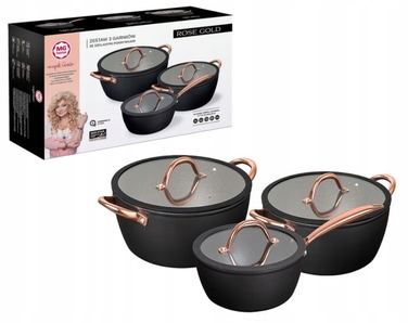 Набір каструль MG Home Rose Gold, 6 предметів, алюміній (16 см, 20 см, 24 см)