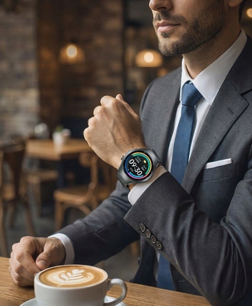 Смарт-годинник Lazird Zegarek з AMOLED-дисплеєм, вимірюванням тиску та рівня глюкози, чорний