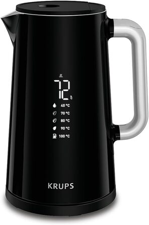 Krups Smart'n Light Kettle, 5 Temperatures, 1.7 Liter Capacity, Stainless Steel Interior, Double-Walled, Black, BW801810
