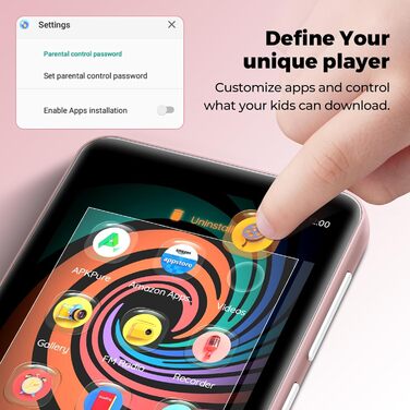 MP3 плеєр з Bluetooth та WiFi Inioasis для дітей: Android, Spotify, Amazon Music, 4