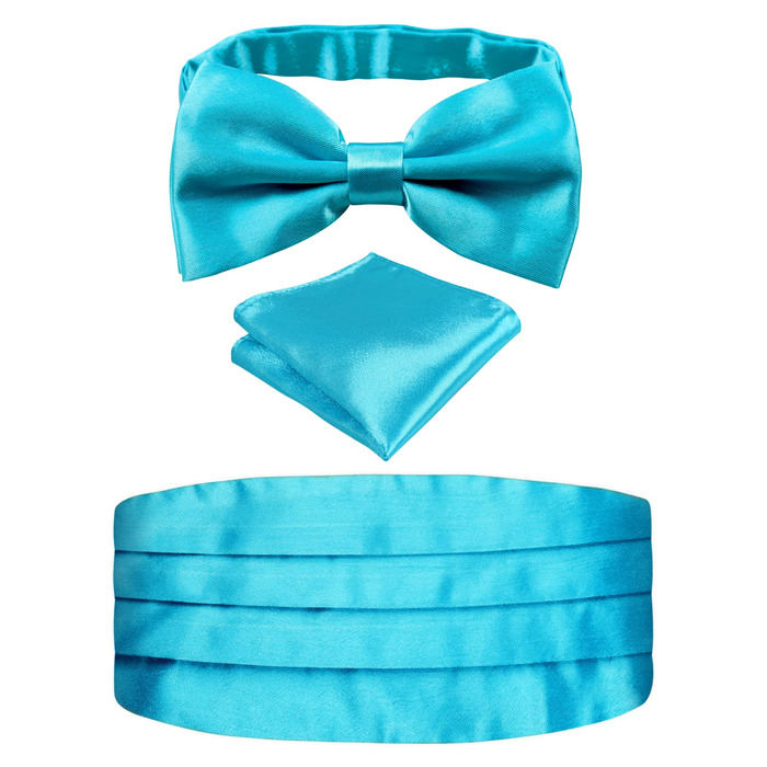 Комплект аксесуарів Alizeal для чоловіків: краватка-метелик, підтяжки та нагрудна хустинка, бірюзовий колір, подарунковий набір