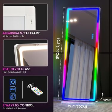 Дзеркало для тіла LVSOMT з підсвічуванням, настінне, LED, 120x40 см, для спальні, подарунок, білий