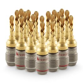 Бананові роз'єми Nakamichi FanLock Excel-Serie, 24K позолочені BFA конектори для акустичних кабелів, 10-18 AWG, 4 мм, для Hi-Fi стерео та домашнього кінотеатру (20 шт / 10 пар)