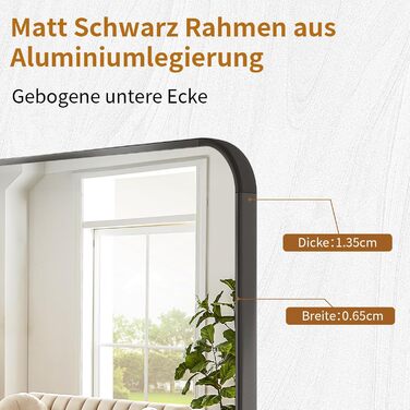 Koonmi Rounded Corner Full Length Standing Mirror