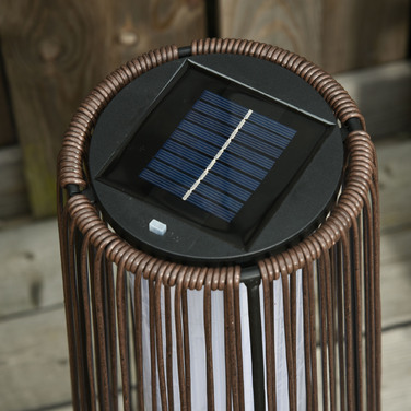Outsunny Solar Lamp, Garden Lamp, Rattan Solar Light, Automatic LED, Brown, 21.5 x 21.5 x 61 cm | Aosom