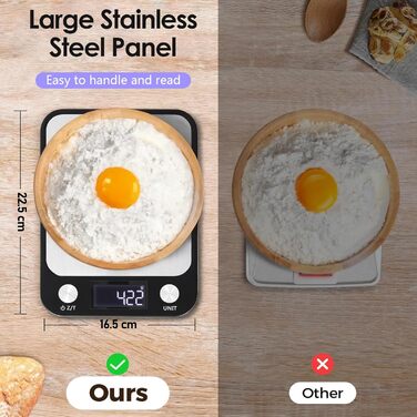 Кухонні ваги Muaket 1г/10кг з великою платформою 17,5x15см, електронні, з тарою, 7 одиниць вимірювання, для продуктів, овочів, фруктів