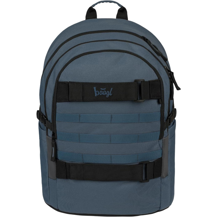 Шкільний рюкзак Baagl для хлопчиків та дівчаток-підлітків зі скейтбордом, відділенням для ноутбука та нагрудною стрічкою (Dust Blue)