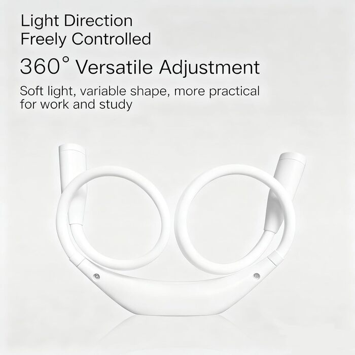 Ліхтарик на шию Lumi Crealis LED, USB-зарядка, 3 кольори, 9 рівнів яскравості, гнучкий, для читання, в'язання, ремонту, кемпінгу (білий)