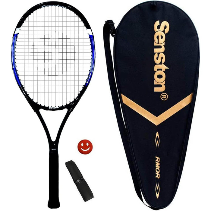 Тенісний racket Senston для професійних тренувань: ракетка для жінок та чоловіків з сумкою, овергрипом та демпфером вібрацій, блакитний, 27 дюймів