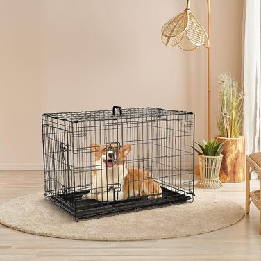 Клітка для собак Ribelli Hundetransportbox: металева, складна, чорна, до 43 кг (XL 91x64x58 см)