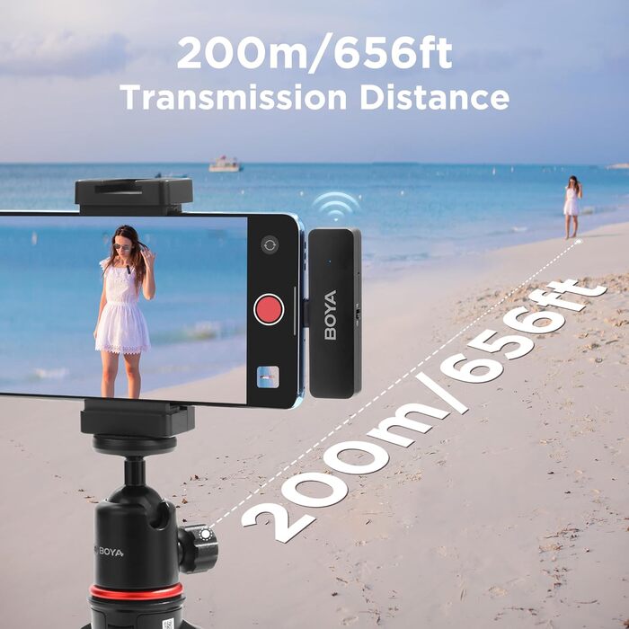 Мікрофон петличний Boya BY-V4D бездротовий для iPhone 15, Android, смартфонів, відеозйомки, подкастів, YouTube