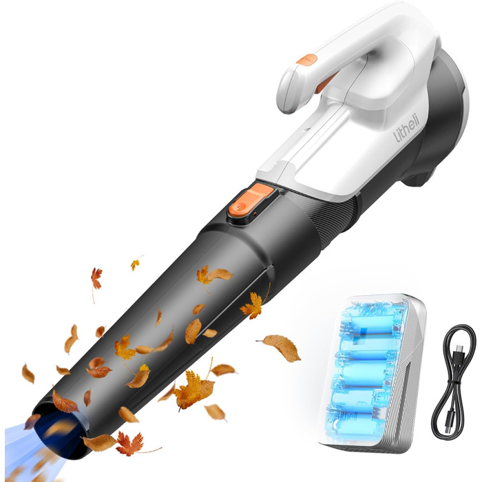 Litheli Leaf Blower Battery-Powered Leaf Blower with Turbocharger, 137km/h Air Speed, 604m³/h Air Volume, with 10000mAh Battery, Suitable for Garden Maintenance, Lawn Care, and Snow Removal.