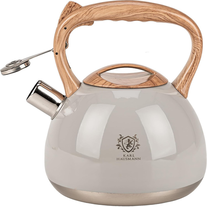 Електричний чайник Karl Hausmann 3L з автоматичним свистком, з нержавіючої сталі для Induktion, Gas та Electric плит