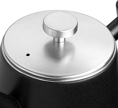 Hanamura Thermo Teapot with Infuser - Stainless Steel Teapot, Double-Walled and with Strainer - 1L - Black Metal Teapot - Insulated Thermos Modern Design