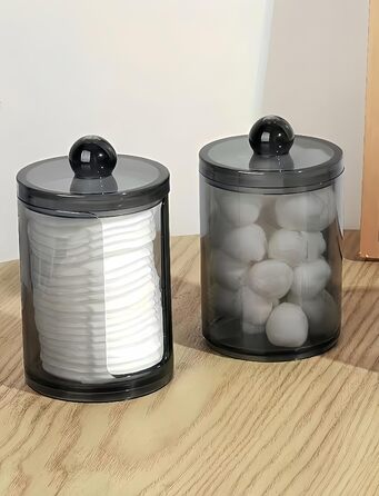 Диспенсер для ватних паличок та дисків з PET пластику, чорний. Організатор для косметики, ватних дисків, ватних паличок (Q-tips) для ванної, спальні, туалетного столика