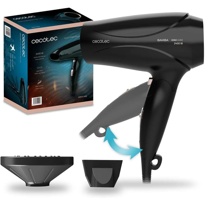 Фен Cecotec Bamba IoniCare 5450 Power & Go Pro Ice з дифузором, 2400 Вт, бронзовий