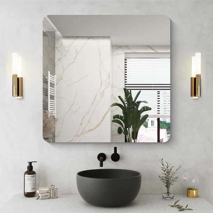 Рамковий настінний дзеркало 75x75 см без рами для ванної, спальні, вітальні. Можливість вертикального та горизонтального кріплення