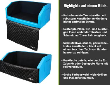 Автоматичне лежанка для собак CopcoPet у багажник, 100x80x38 см, штучна шкіра, захист багажника, водовідштовхувальна, стійка до подряпин, з захисним покриттям, для подорожей (Синій/Сірий, 70x55 см)