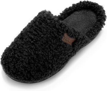 Жіночі тапочки YOLIS Flauschig з підтримкою склепіння стопи, м'які, з піною з пам'яті, зручні та теплі для дому та вулиці, чорні, 36/37 EU