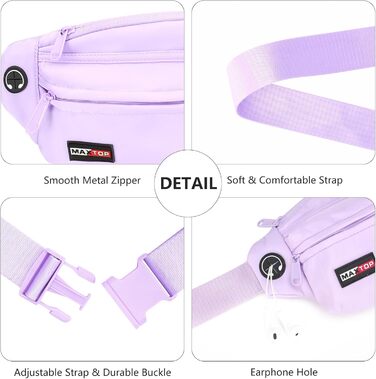 MAXTOP Поясна сумка на пояс для чоловіків та жінок, водонепроникна, для подорожей, фітнесу, йоги, бігу (фіолетова)