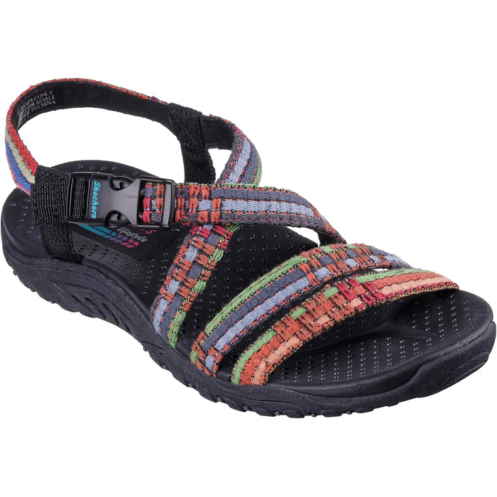 Сандалі жіночі Skechers Reggae Sew Me Boho плетені з ремінцями, чорно-різнокольорові, 36 EU