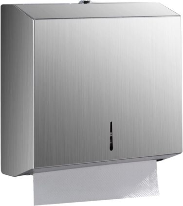 Modunful Multifold Paper Towel Dispenser - Multifold Trifold Paper Towel Dispenser, Large Capacity Stainless Steel Tissue Holder, Suitable for Bathrooms and Public Places (Silver 5823)