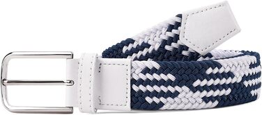 Еластичний пояс для гольфу для чоловіків та жінок, вільний крій, еластичний, тканий, 3,5 см, білий/сірий, S-Fit, обхват талії 34'-40' (довжина: 45'), білий/синій, M-Fit, обхват талії 40'-44' (довжина: 49')