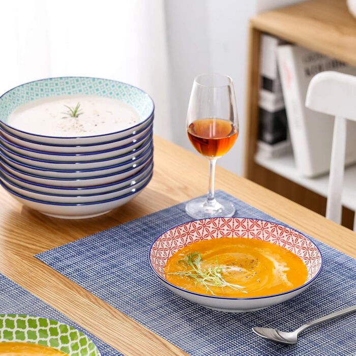 Набір тарілок Vancasso Maracon (12 шт.) - супові та глибокі, порцеляна, Ø 21.5 см, 600 мл