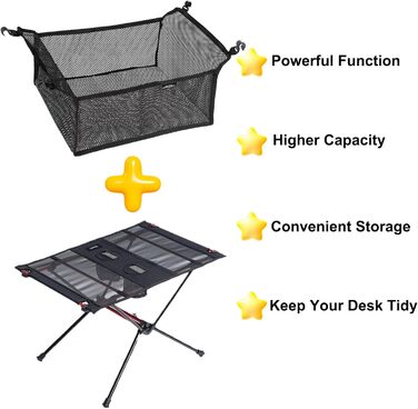 Складний алюмінієвий стіл Tentock для кемпінгу, туризму та пікніка з сітчастим чохлом