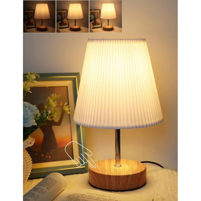 Торшер настільний з кабелем, торшер сенсорний з регулюванням яскравості, 3 режими, настільна лампа для робочого столу, мінімалістична, для спальні, вітальні, подарунок, конічної форми, 1 шт.