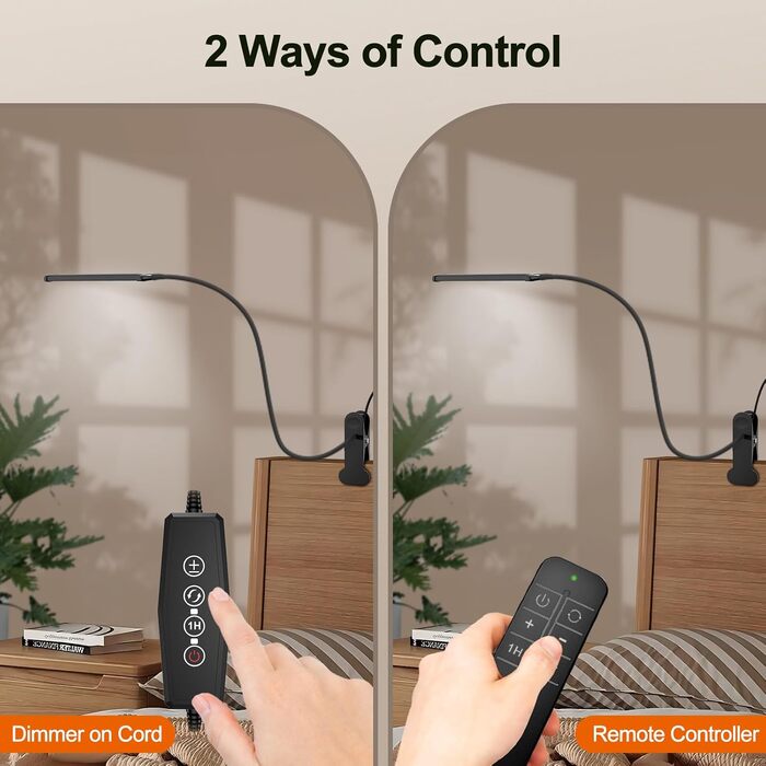 Лампа настільна LED Mojimdo 77 з пультом ДУ, 40 см, 3 кольори, 5 рівнів яскравості, гнучкий штатив, USB-зарядка, чорний