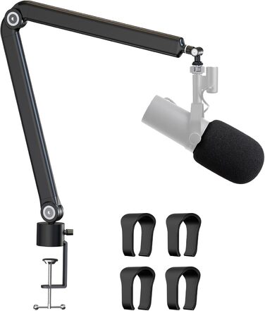 Шарнірний мікрофонний кріплення YOUSHARES для Shure SM7B з поп-фільтром, кабель-органайзером - мікрофонний стійка для студії XLR, USB, настільний