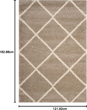 Килим SAFAVIEH Zottelig для вітальні, їдальні, спальні - колекція Hudson Shag, високий ворс, 183 x 274 см (122 x 183 см, прямокутний), бежевий та слонова кістка