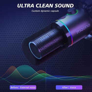 MAONO PD200XS: XLR/USB мікрофонний комплект для подкастів, стрімінгу та запису звуку (чорний)