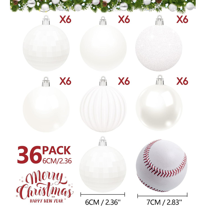 36 блакитних новорічних кулі для прикраси ялинки, 6 см, святкова декорaція