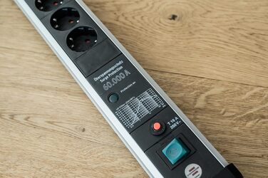 Бренненштуль Premium-Protect-Line Розподільний блок 8 розеток з захистом від перенапруги 60.000A (з вимикачем та 3м кабелем, Made in Germany), Срібно-чорний