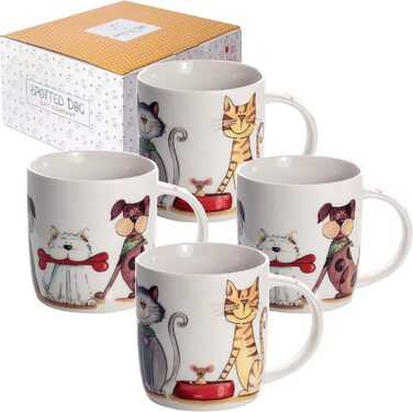 SPOTTED DOG GIFT COMPANY - Coffee mugs with dog and cat motifs - Gift for dog and cat lovers - Set of 4