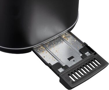 Тостер Bestron Satin Collection: 2 камери, 7 рівнів підсмажування, крихтозбірник, підставка для тостів, 1000 Вт, чорний/дерево